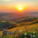 Naplemente a Balaton-felvidék napsütötte dombjain