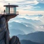 Kilátás az 5 ujj kilátóról a Dachstein felett, lenyűgöző panorámával.