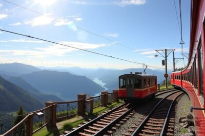 A Schafbergbahn fogaskerekű vonat gyönyörű alpesi kilátással