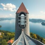 Pyramidenkogel fa kilátó és csúszda a Wörthi-tó felett