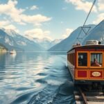 Hajó és kisvasút a Wolfgangsee-tónál, Salzkammergutban