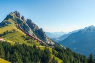 A Schneeberg csúcs panorámája a Salamander-vasúttal.