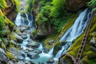 Suchá Belá szurdok létrái és vízesései a Szlovák Paradicsomban