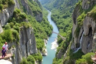 Vastálcákon álló emberek a Hernád folyó felett, lélegzetelállító tájban.
