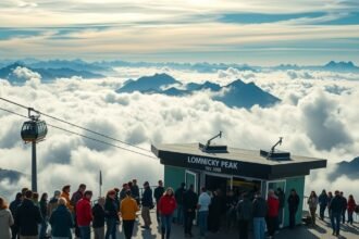Kilátás a Lomnici-csúcsról a felhők fölé