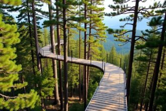 Lombkorona tanösvény a fenyők között a Bélai-Tátrában