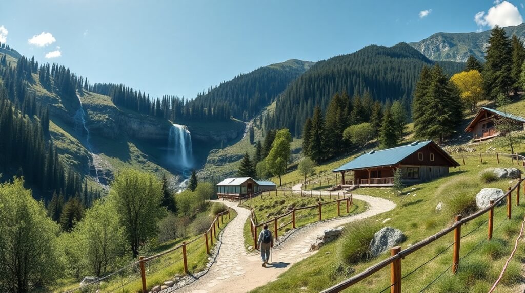 Tarajka vízesésekhez vezető túraútvonal és Rainer-kunyhó