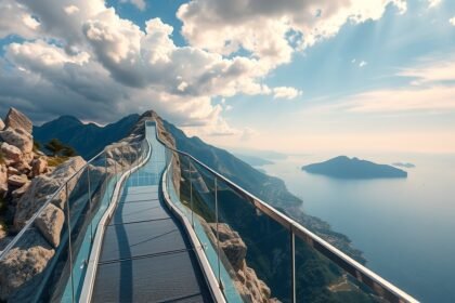 Üvegpadlós séta a Biokovo Skywalkon 1228 méter magasan