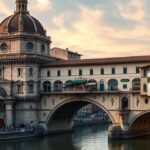 Ponte Vecchio híd Firenze városában, aranyműves boltívekkel