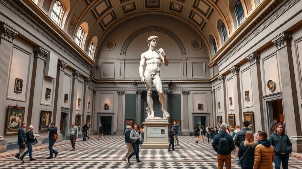 Michelangelo Dávid szobra a firenzei Galleria dell’Accademiában.