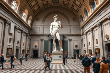 Michelangelo Dávid szobra a firenzei Galleria dell’Accademiában.