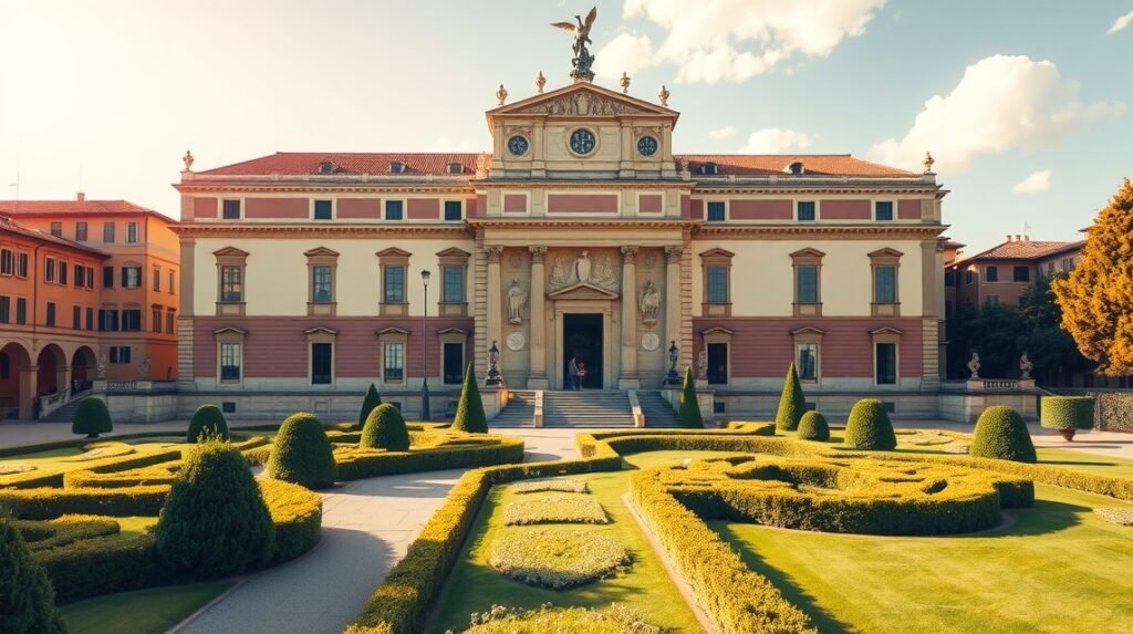 A Pitti-palota épülete és gyönyörű kertjei Firenzében.