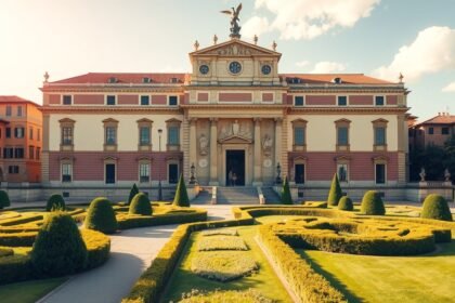 A Pitti-palota épülete és gyönyörű kertjei Firenzében.