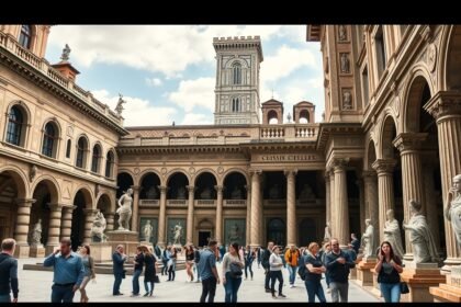 A Bargello Nemzeti Múzeum belső udvara Firenze városában.
