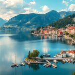 Bledi-tó szépsége és a környező hegyek látképe