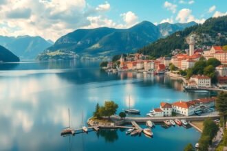 Bledi-tó szépsége és a környező hegyek látképe