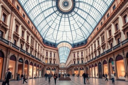 Galleria Vittorio Emanuele II elegáns passzázsa Milánóban