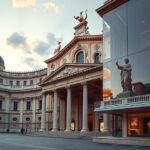 A Teatro alla Scala operaház és múzeum impozáns épülete Milánóban.