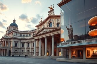 A Teatro alla Scala operaház és múzeum impozáns épülete Milánóban.
