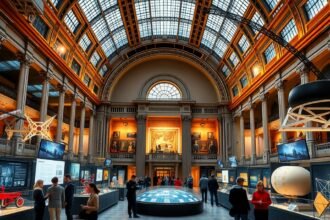 Leonardo da Vinci Tudományos Múzeum belső nézete Milánóban.