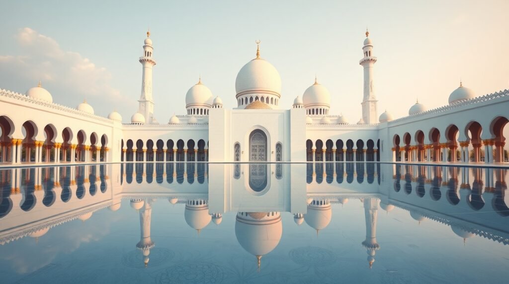 Sheikh Zayed Nagy Mecset Abu Dhabiban, márványépítészet és kupolák