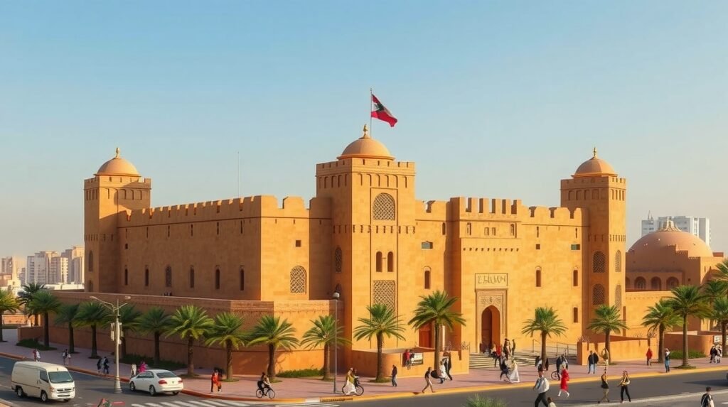 Qasr Al Hosn erőd Abu Dhabiban, történelmi épület és múzeum.