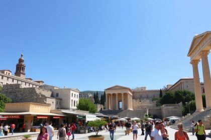 Athén Ókori Agora és Héphaisztosz temploma klasszicista oszlopokkal