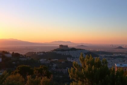 Naplemente a Lükabéttosz-hegyről, lenyűgöző panoráma Athénra