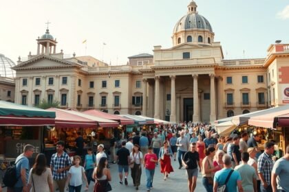 Nyüzsgő Monastiraki tér és bolhapiac Athénban, vintage tárgyakkal