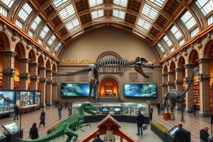 A Természettudományi Múzeum dinoszauruszai interaktív kiállításokkal.
