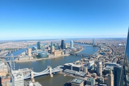 Panorámás kilátás Londonra a The Shard felhőkarcolóból.
