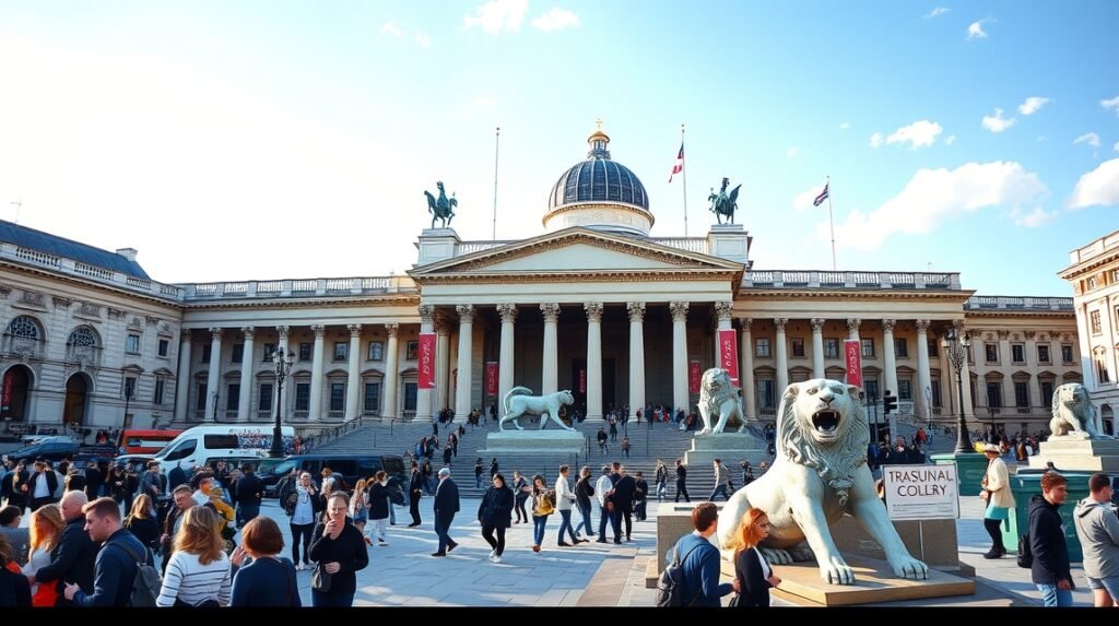 A Nemzeti Galéria épülete a Trafalgar téren, Londonban.