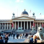 A Nemzeti Galéria épülete a Trafalgar téren, Londonban.