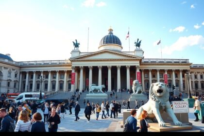 A Nemzeti Galéria épülete a Trafalgar téren, Londonban.