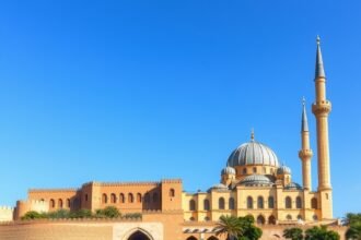 A Kairói Citadella és a Mohamed Ali-mecset tája világos égből