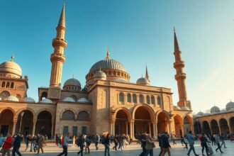 Az Al-Azhar mecset impozáns építészete Kairó szívében.