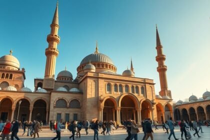 Az Al-Azhar mecset impozáns építészete Kairó szívében.