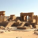 Az ókori Memphisz romjai Egyiptomban, Kairó közelében.