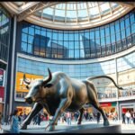 Bullring bevásárlóközpont belső kilátás a híres Bika szobrával