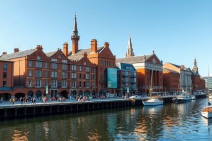 Royal Albert Dock épületei Liverpoolban a Mersey partján
