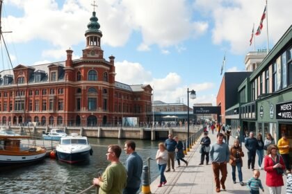 Liverpool Merseyside Tengerészeti Múzeum és kikötő látképe