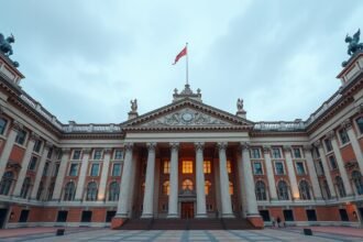 A St George’s Hall impozáns neoklasszikus épülete Liverpoolban.