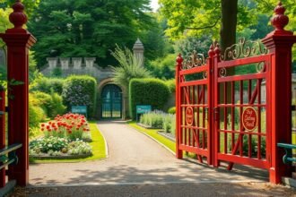 A Strawberry Field piros kapuja a Liverpoolban található kerthez.