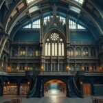 A John Rylands Könyvtár lenyűgöző gótikus belsőtere Manchesterben.