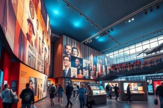 A People’s History Museum belső terei interaktív kiállításokkal.