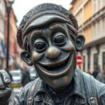 Čumil, a kíváncsi munkás bronzszobra Pozsony utcájában.