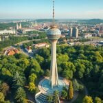 A Zerge-hegyi tévétorony panorámája Pozsonyban