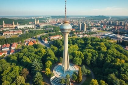 A Zerge-hegyi tévétorony panorámája Pozsonyban