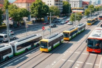 Pozsony közlekedés: buszok és villamosok az utcán