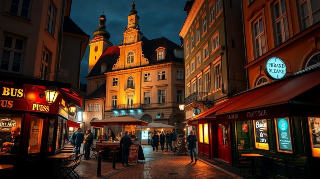 Pozsony óvárosának esti hangulata kézműves pubokkal